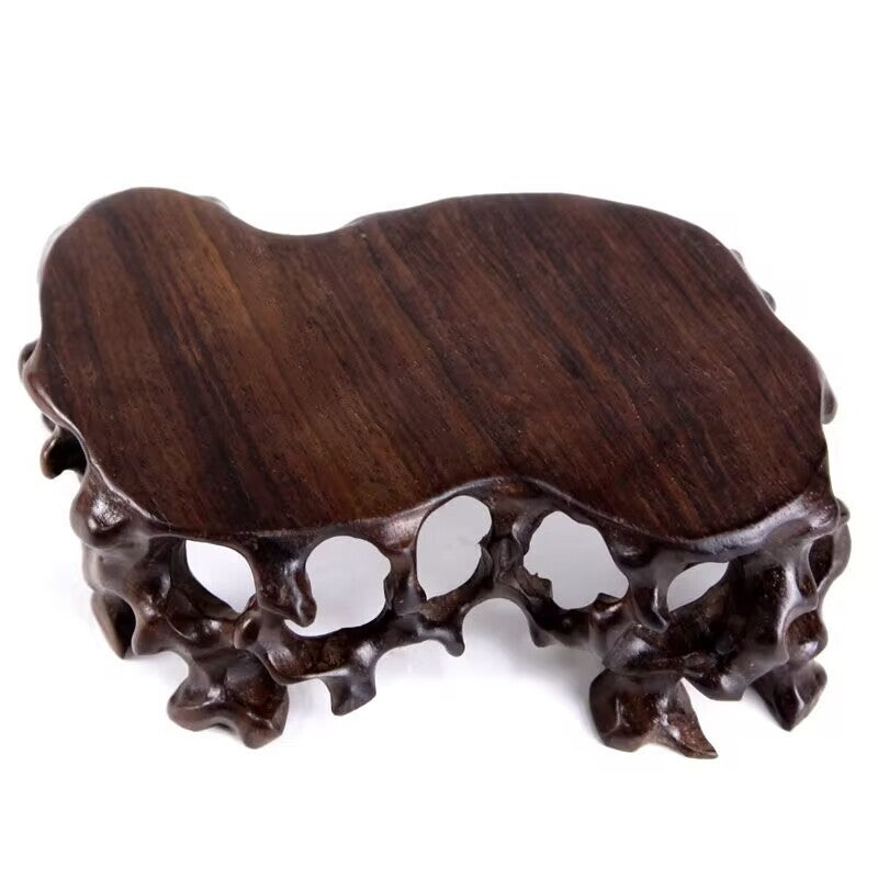 5.1" Exquisite Display Stand Hollow Base Hard Wood Carved Base Fit Figurine Vase