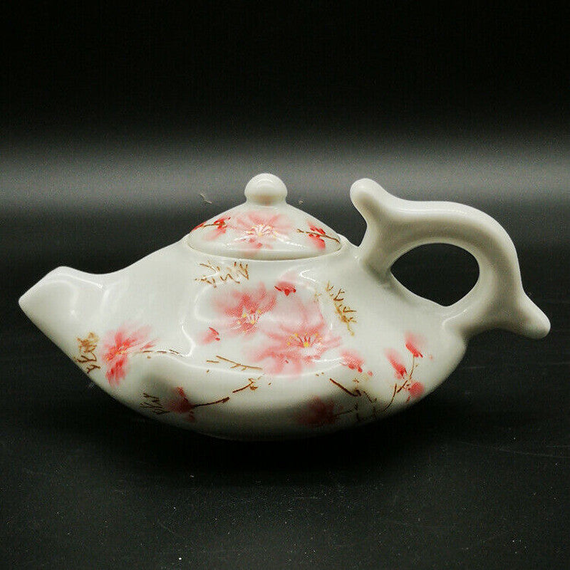 Chinese Famille Rose Porcelain Peach Blossom Design Hexagon Teapo Ornament