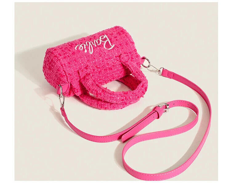2pcs Fashion Girls Women Pink Black Niche Design Fragrance Barbie Bags
