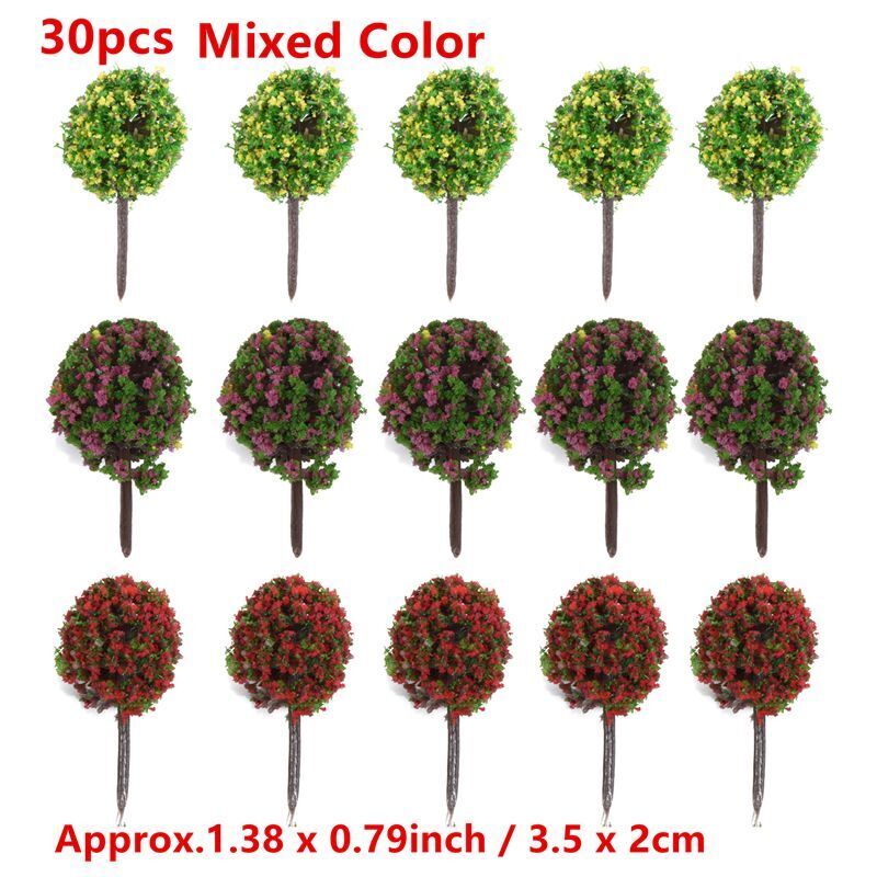 Artificial Miniature Tree 20-70Pcs Plastic Train Scenery Railroad Building Decor