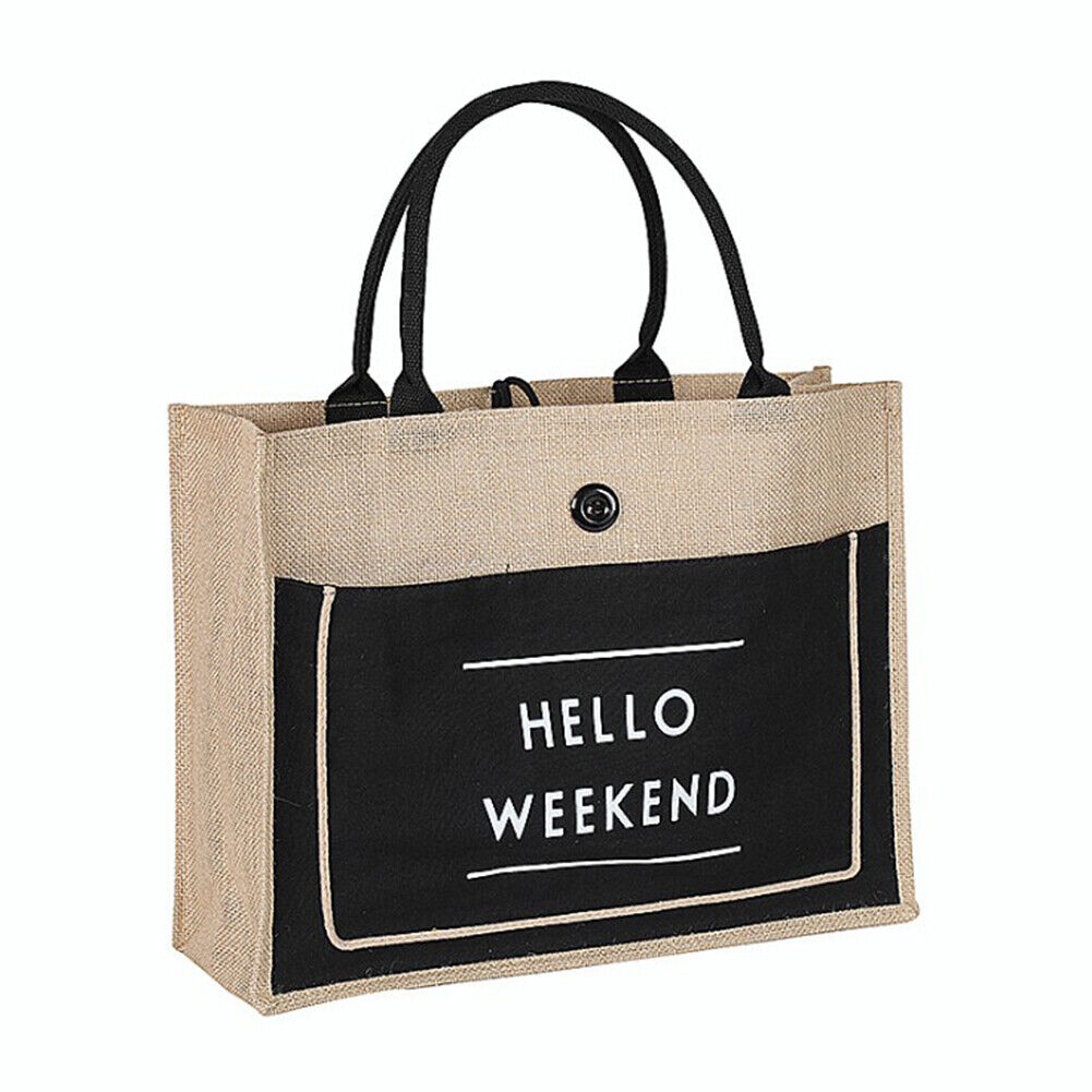 Large Shopping Bag Women Linen Capacity Casual Beach Big Tote Shoulder Handbag