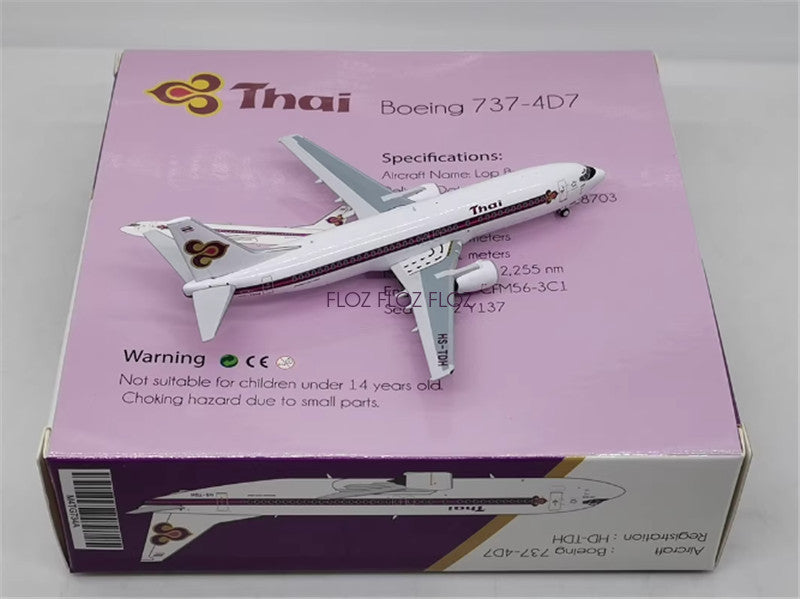 Miniature Model Thai for Boeing B737-400 HS-TDH 1:400 Aircraft Pre-built Model