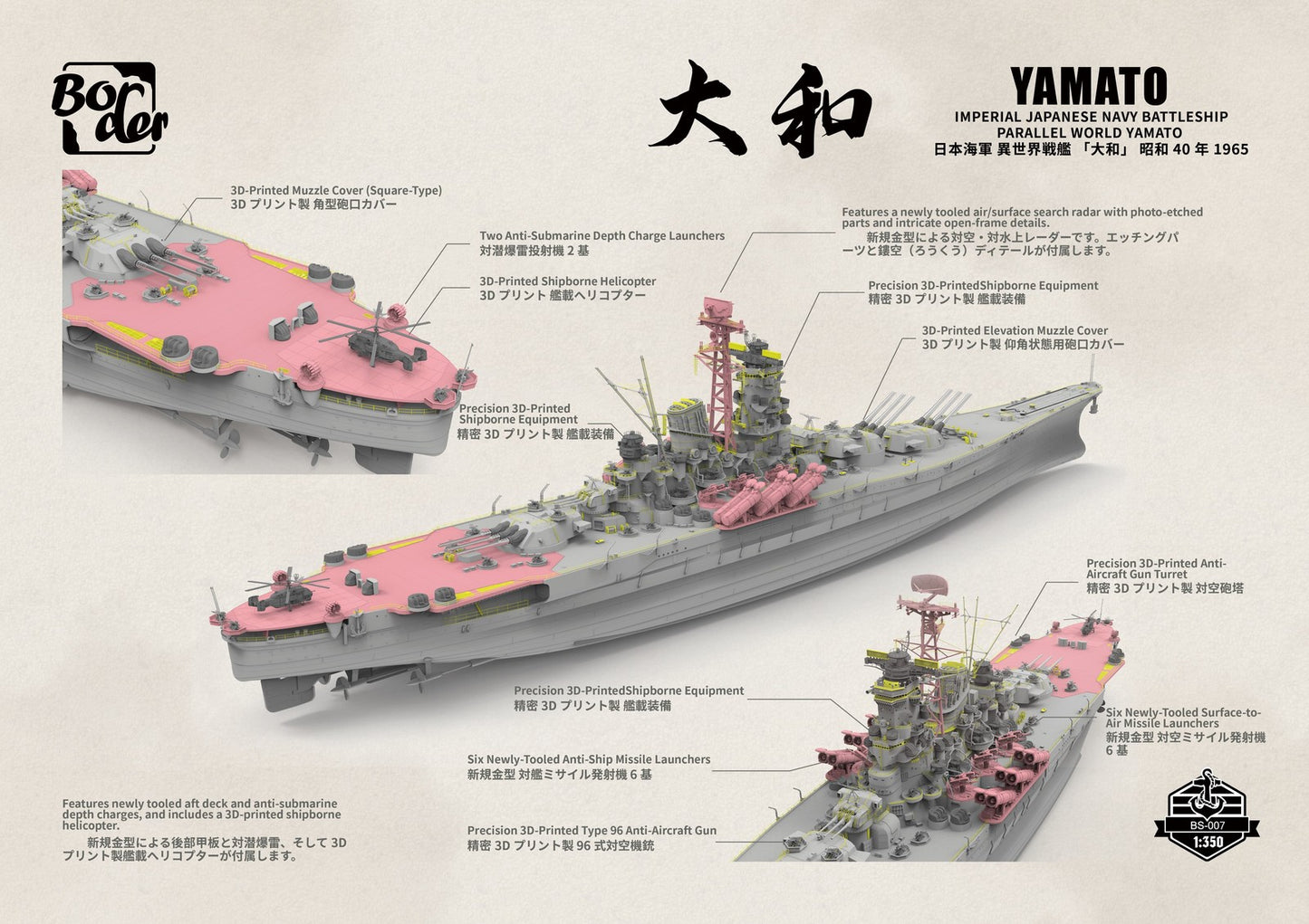 Border BS-007 1/350 IJN battleship parallel world Yamato 1965 Assembly Model Kit