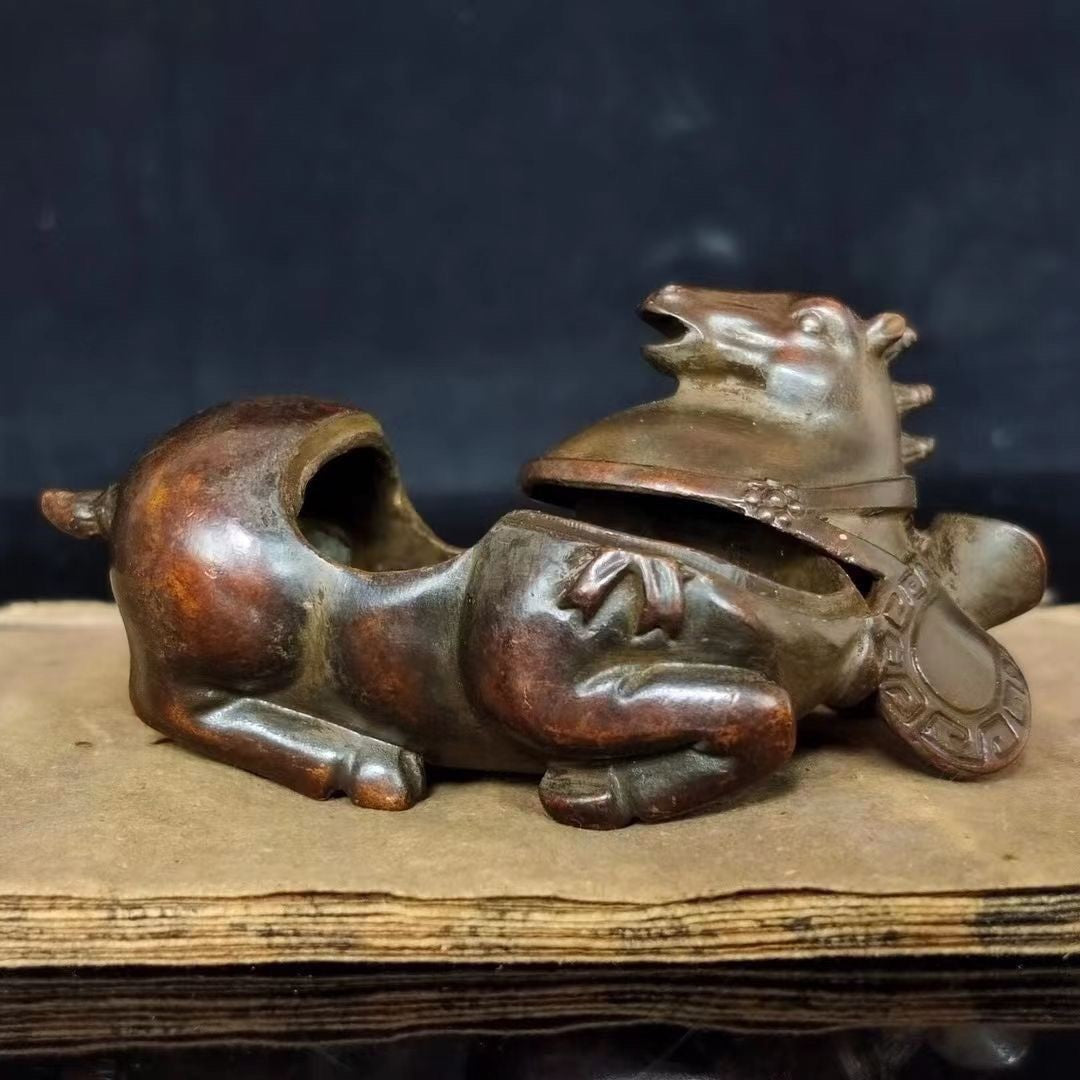 Antique Style "Horse Carrying Treasure" Ink Box Scholar's Desk Decor