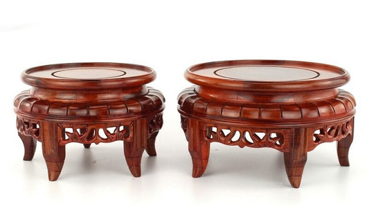 Rosewood Legged Round Display Rack Fishbowl Stand Bonsai Statue Vase Base