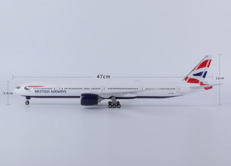 1:157 47CM BRITISH AIRWAYS BOEING 777-300ER Airplane Landing Gear Resin Model