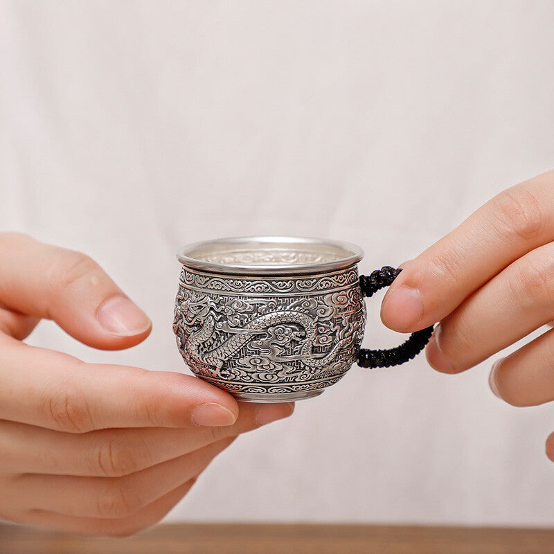 999 Sterling Silver Tea Cup With Handle Certificate Paper Health Care Handmade