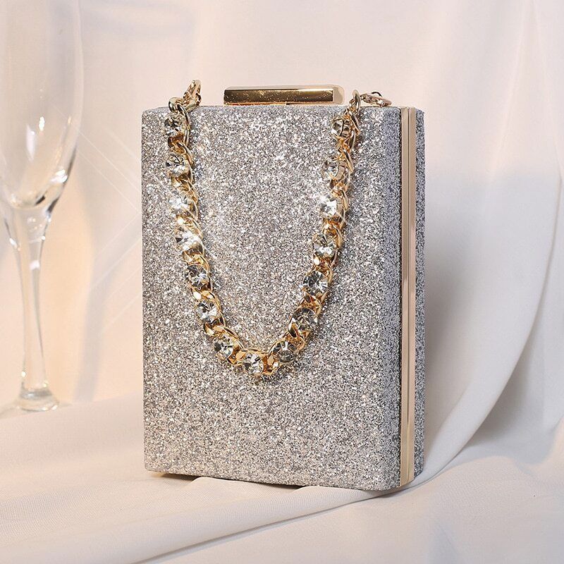 Handbags Ladies Clutch Bag Women Purses Rhinestone Handle Shape Bag