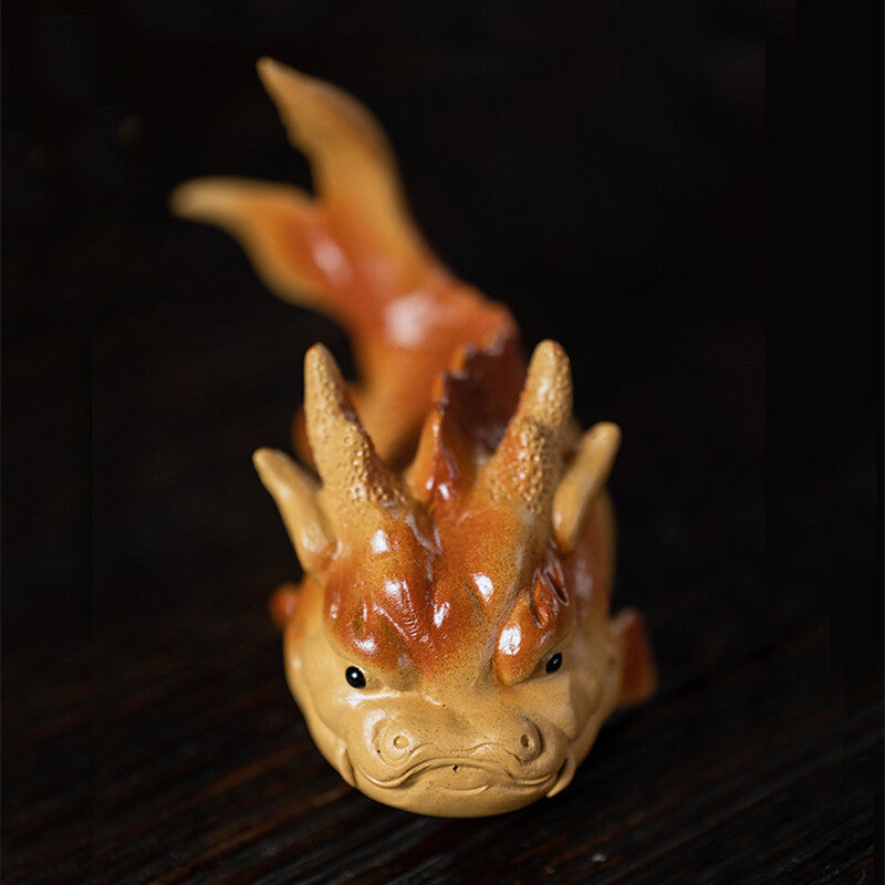 Handmade Artware House Warming Gift Dragon Statue Mascot Tea Pet For Fish Bowl