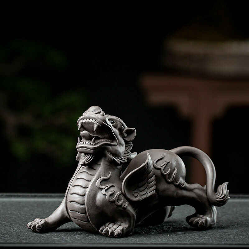 Chinese Yixing Purple Clay Tea Pet Brave Statue Troops Animal Tea Play Decorate