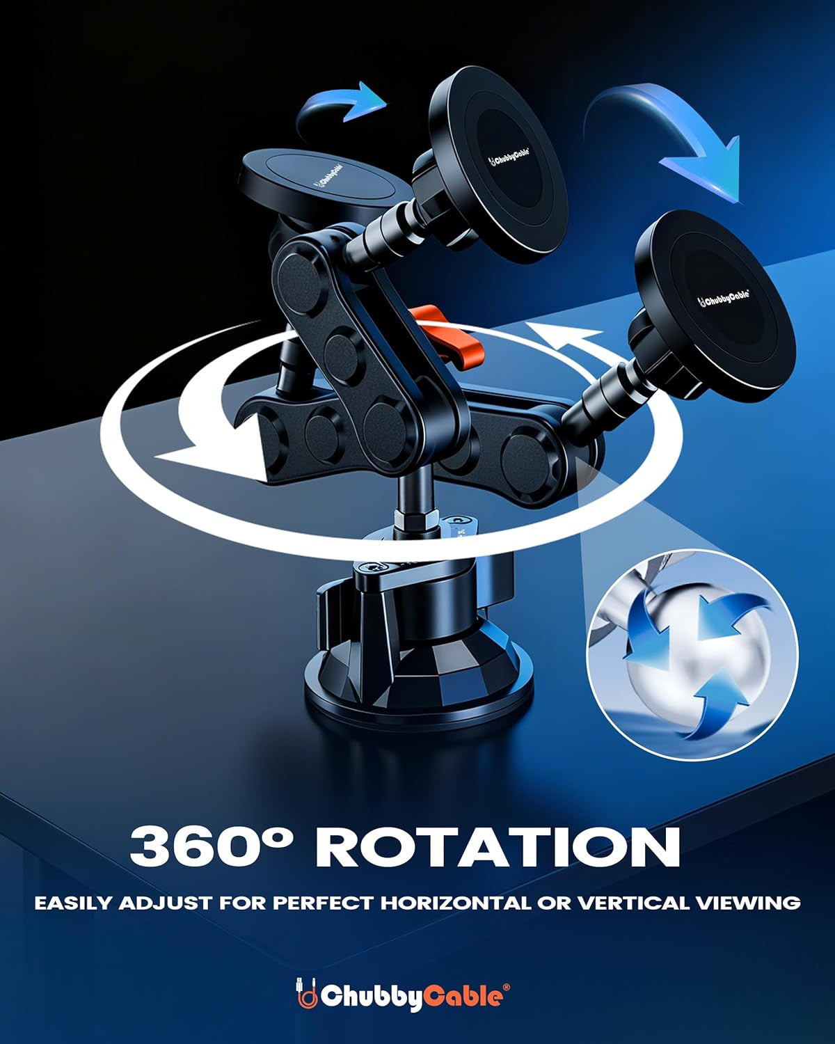 Chubbygrip Pro Dash Mount Vacuum Magnetic Phone Holders for Your Car 360° Rotati