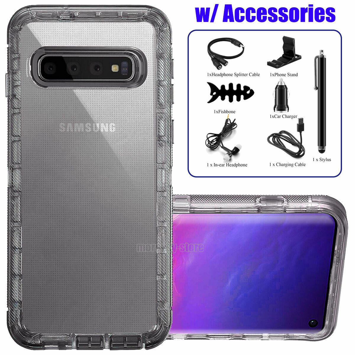 For Samsung Galaxy S10e S10 Plus Transparent Case Clear Phone Cover +Accessories