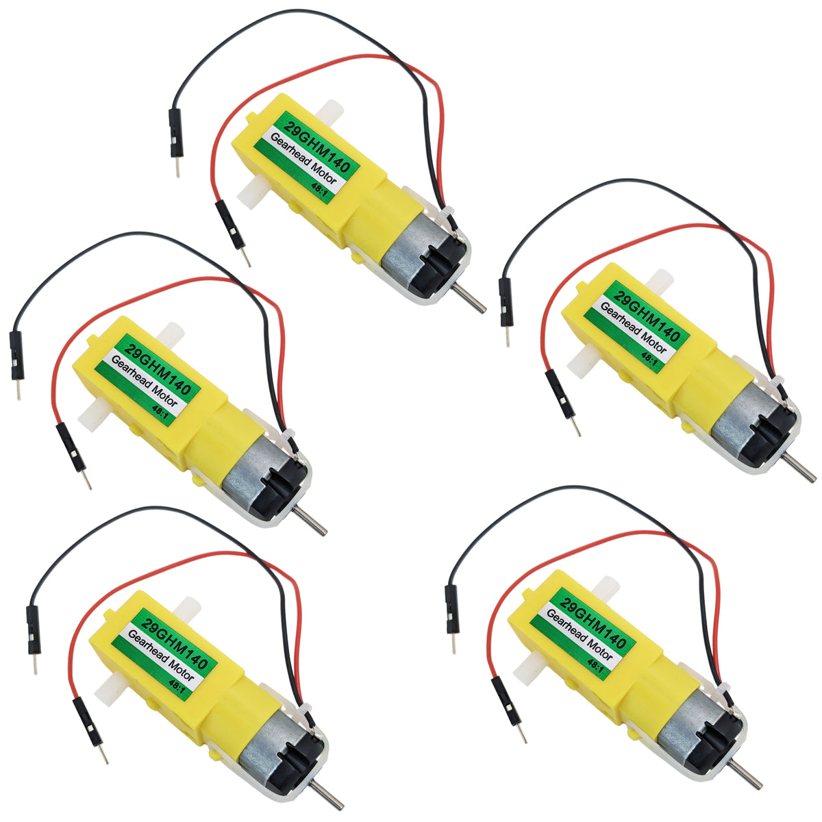 5 Pack Dual Shaft Gear Head Motor- 140 RPM\4.5V DC, 48:1 Gearbox Ratio