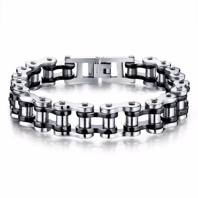 Solid Stainless Steel Motorcycle Bike Chain Design Bracelet Men's Jewelry 8.5 in