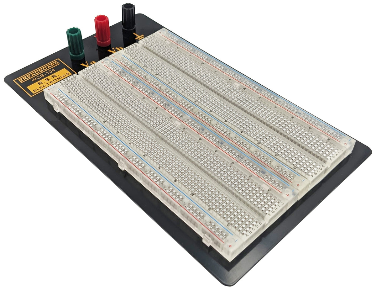 Solderless Clear Breadboard 1,660 Tie Points, 3 Binding Posts, Metal Backplate