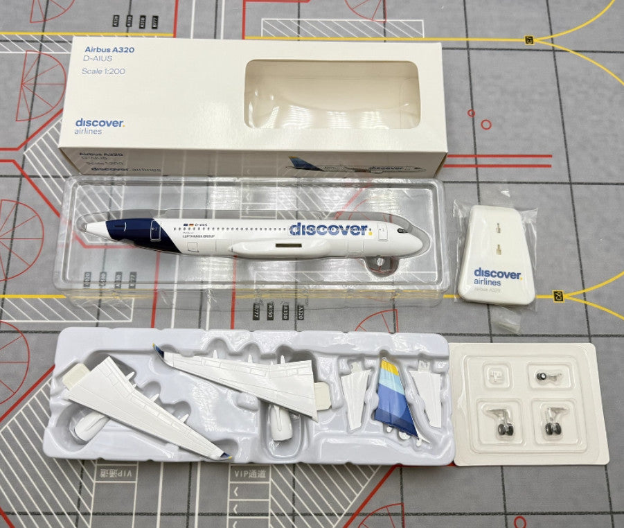1:200 Hogan Discover Airlines AIRBUS A320 Aircraft ABS Plastic Airplane Model