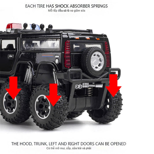 1/32 Sound&Light Police Car Pull Back Model Doors Openable Vehicle Kid Gifts