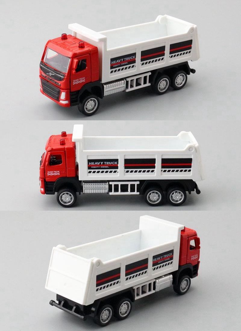 1:72 Diecast Volvo Dump Truck Metal Car Model Toy Pull Back Door Open Gift