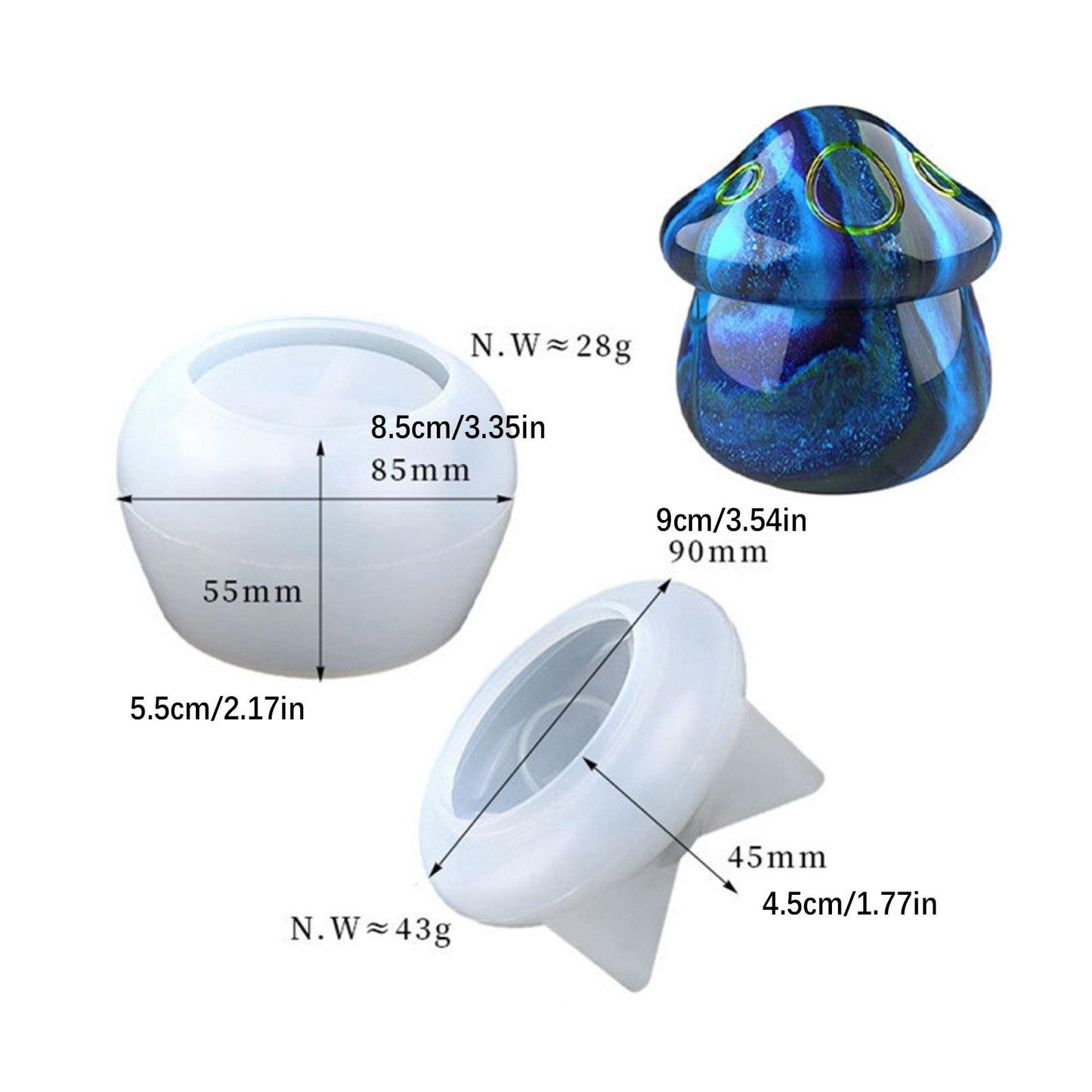 3D Mushroom Storage Box Epoxy Silicone Resin Casting Mold Craft Moulding Tools