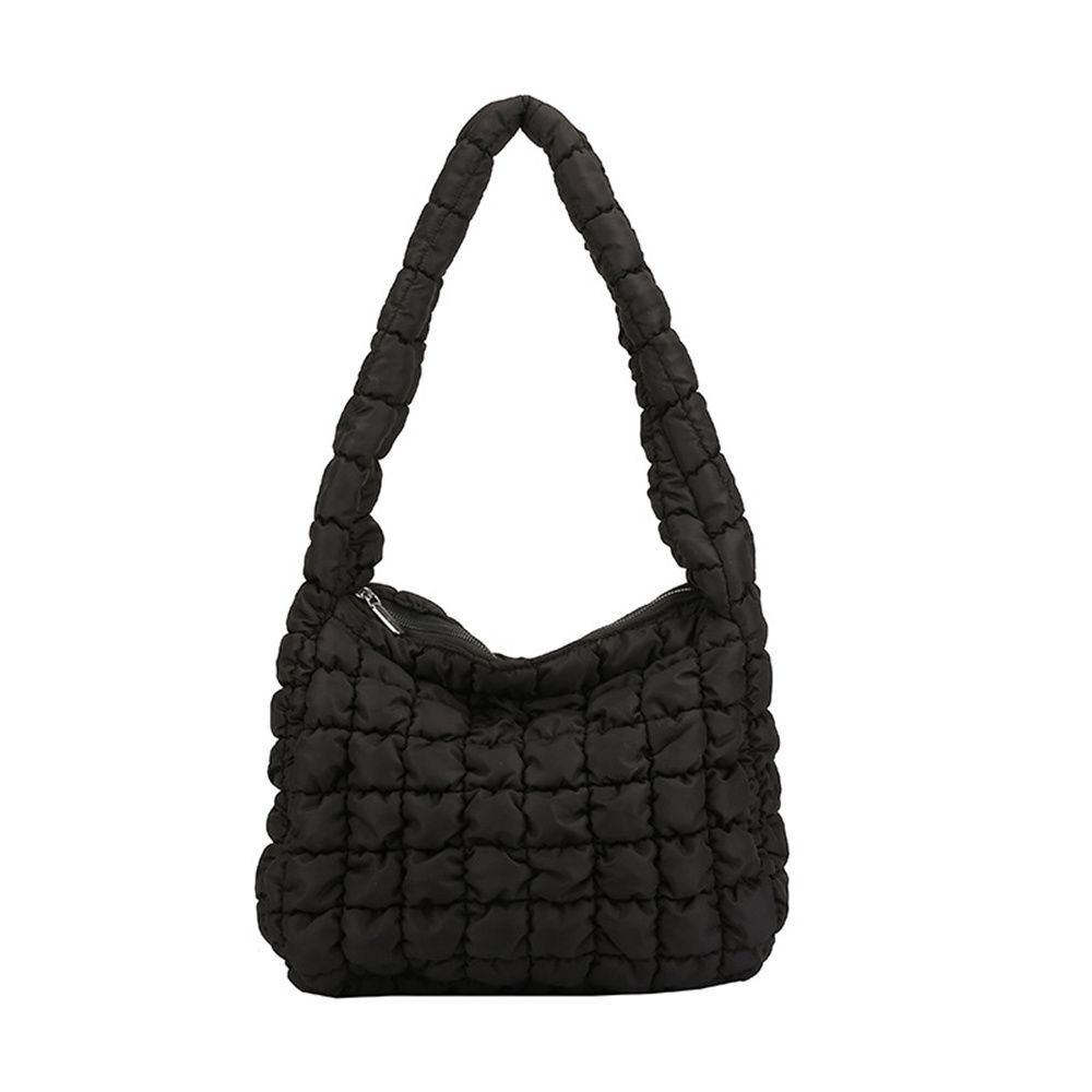 Vegan Crossbody Bags Quilted Pleated Shoulder Tote Bag Versatile Large Handbag