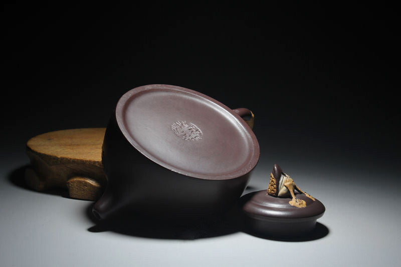 Yixing Zisha Pottery Clay Handmade Carve Bird Flower Lotus Tea Pot Puer Teapot