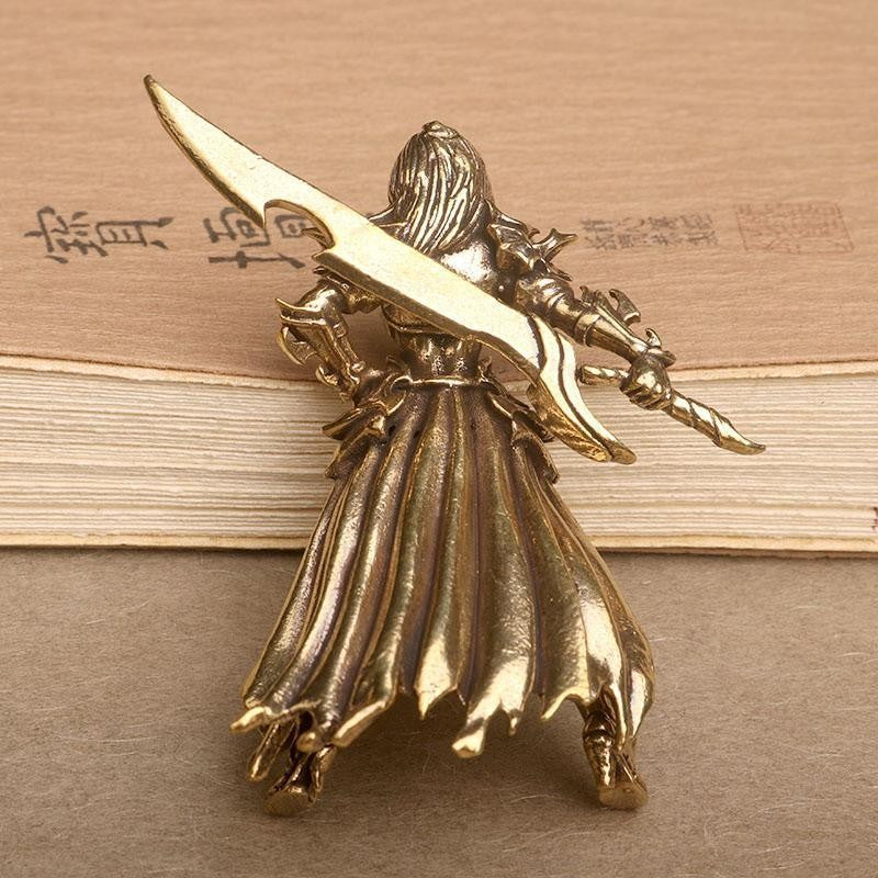 Brass Solid Beauty Warrior Statue Desktop Tea Pet Warcraft Craft Ornament