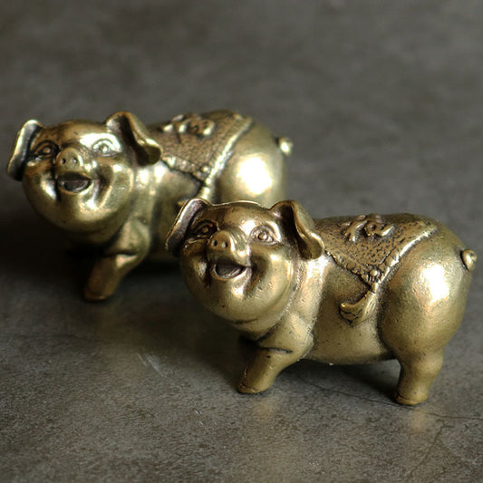 Solid Copper Pig Trinket Tea Pet Ceremony Antique Bronze Model Figurines