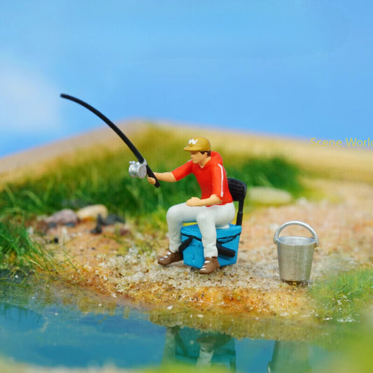 1:64 Scale Figure Model Fishing Sports Scene Display Layout Doll Model
