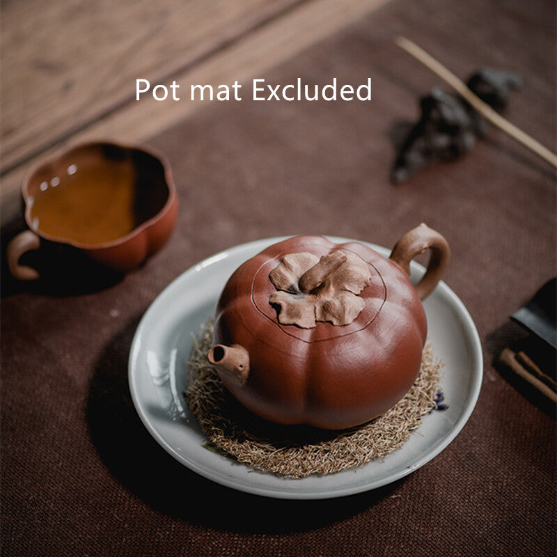 Chinese Yixing Zisha Jiangpo Clay Handmade Persimmon Shape Tea Pot Marked Teapot