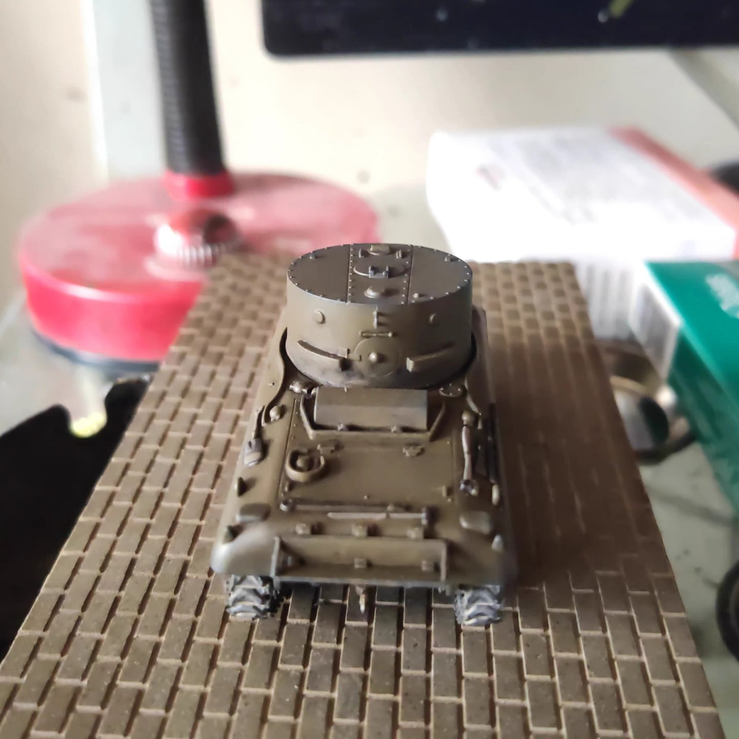 Homemade 1/72 Searchlight Sherman Tank Finished Model Painted Ornament Toys
