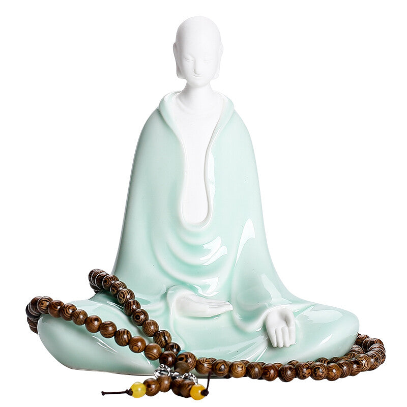 New Porcelain Monk Statue Buddha Monk Buddhism Zen Figure Decor