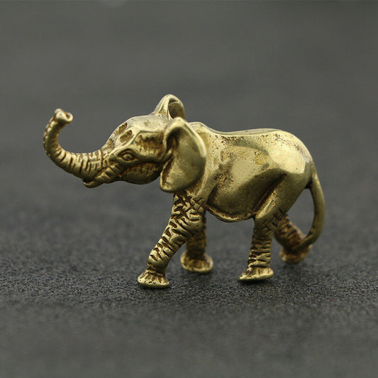 5cm Chinese Antique Copper Elephant Statue Tea Pet Ornaments Desktop Decorate