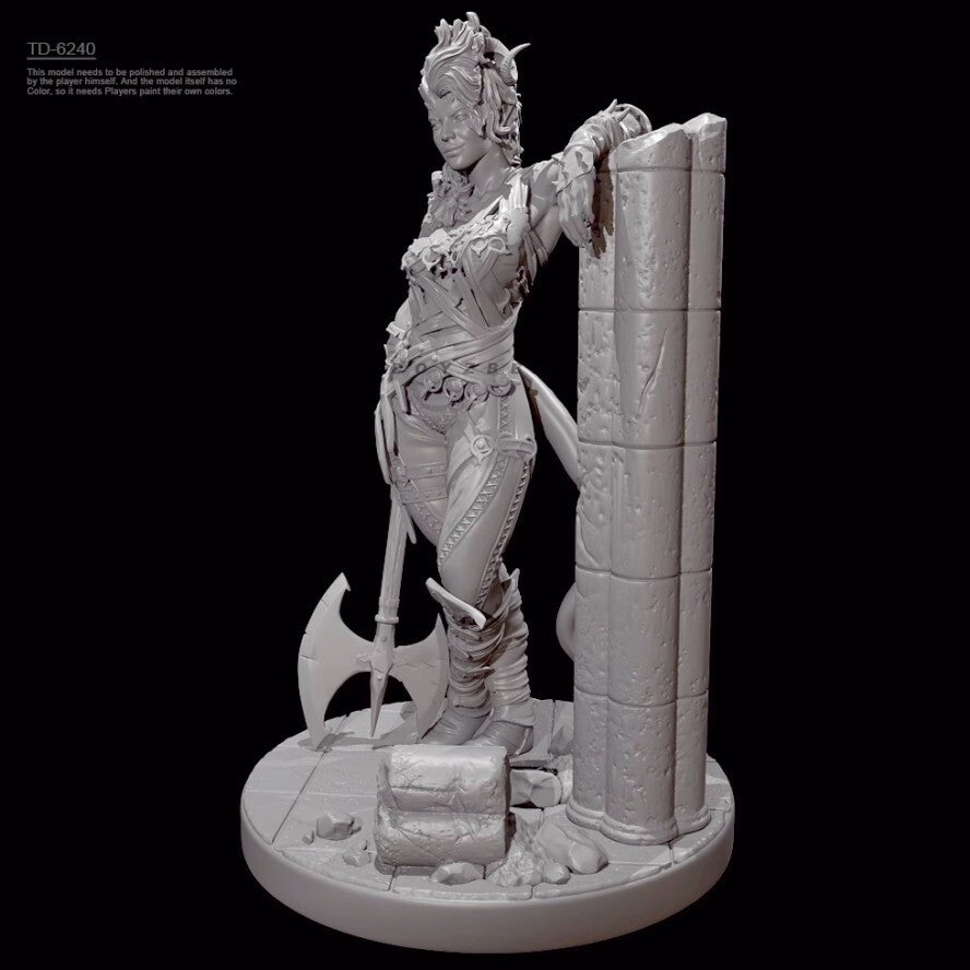 1/24 resin figure model Axe Beast Woman 3D printing unassembled unpainted