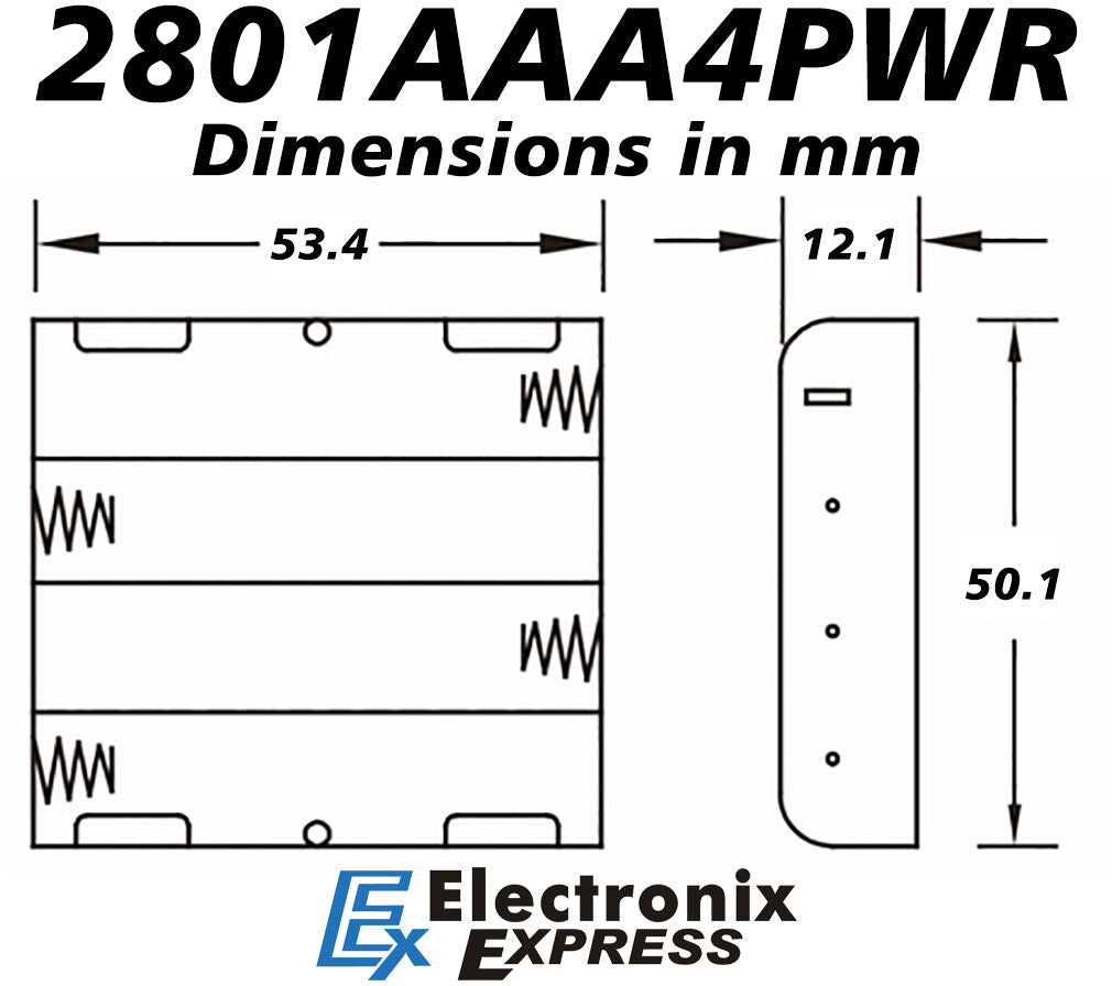 AAA 4 Battery Holder with Wire Leads, Holds Four AAA Batteries