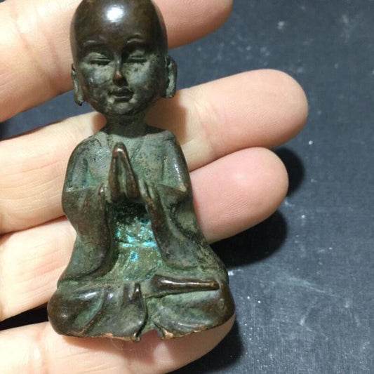 Art Vintage Chinese bronze buddha blessing statue figure table decoration