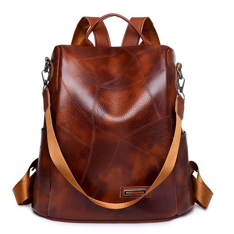 Leather Backpack Luxury Shoulder School Bag Anti Theft Backpack 31*13*31 CM Red