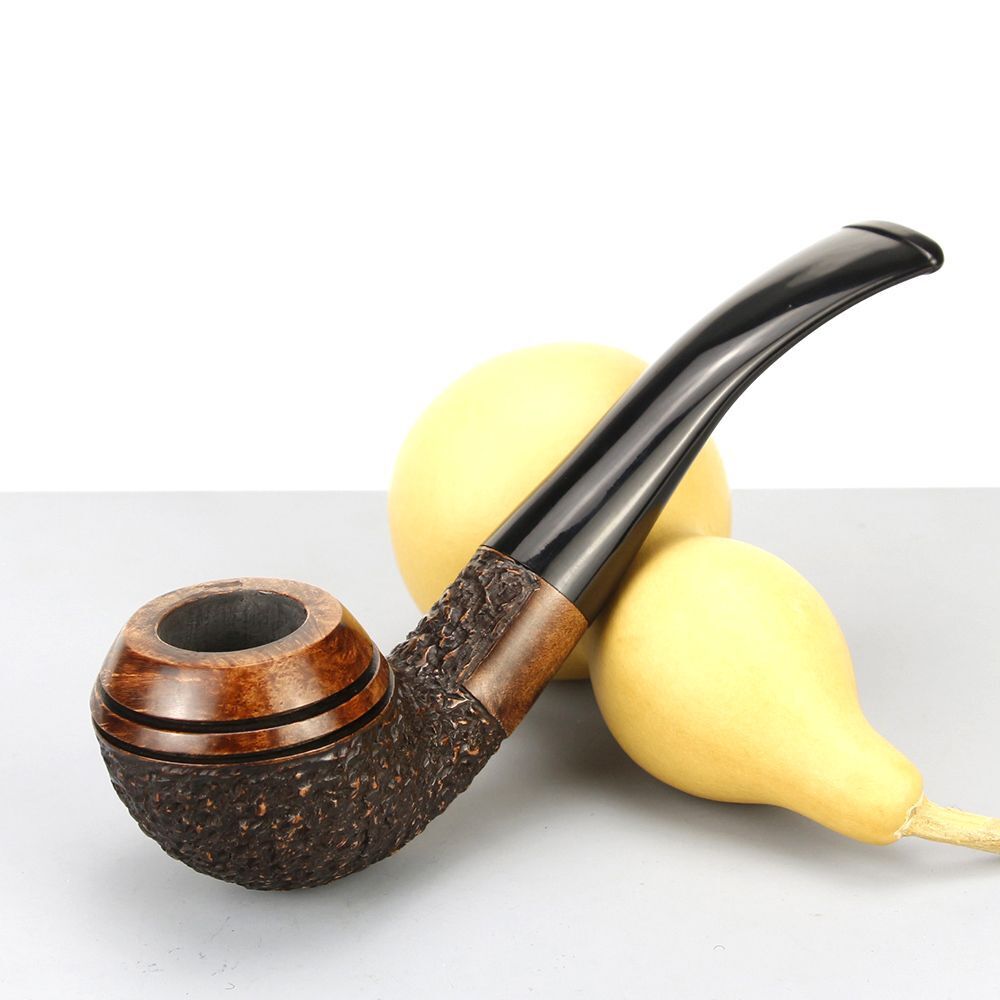 Tobacco Pipe Briar Wood 9mm Filter Creative Round Engraved Smoking Tool 145x34mm