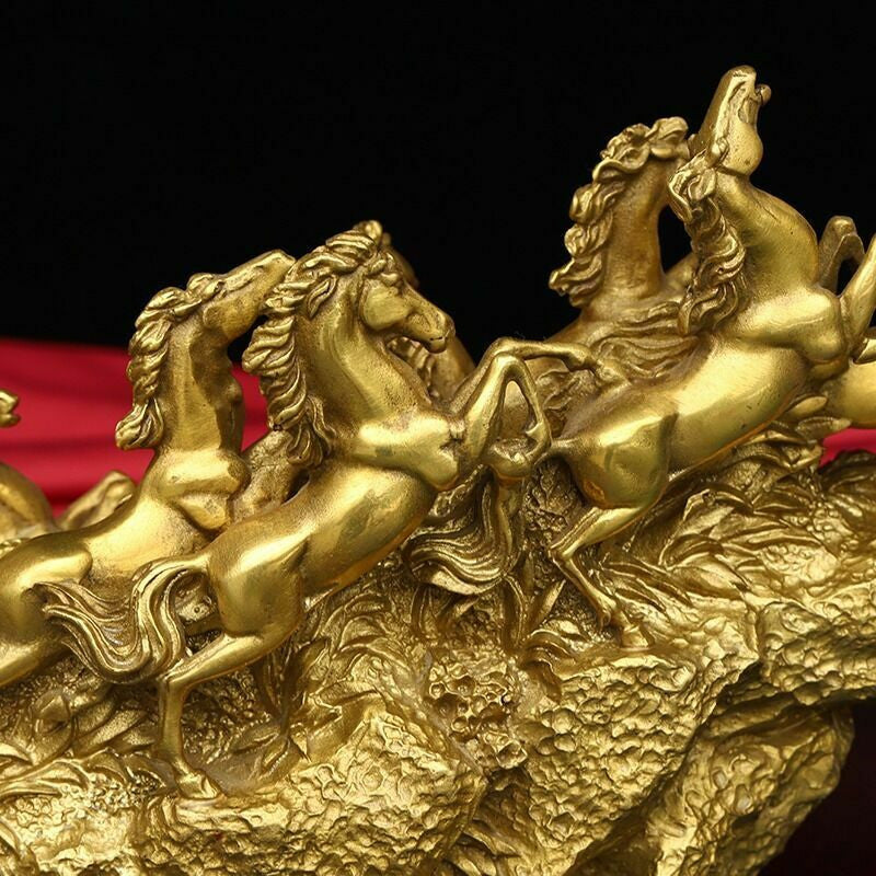 Brass Myth Horse Galloping, Nine Horses Galloping, Fast Riding Statue Decoration