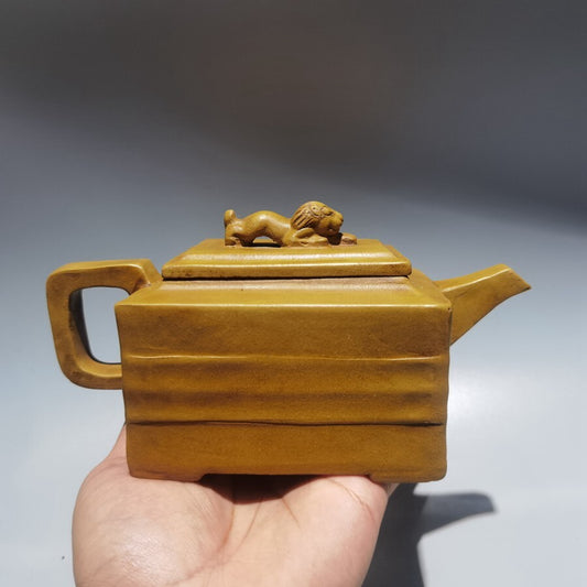 Chinese old Yixing Clay Teapot lettering pumpkin Purple sand Teapot 420cc