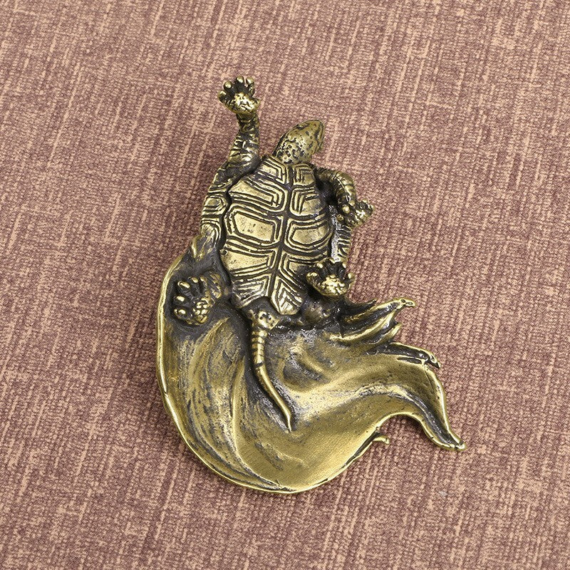 Brass Longevity Turtle Figurine Small Statue Home Ornament Animal Figurines Gift