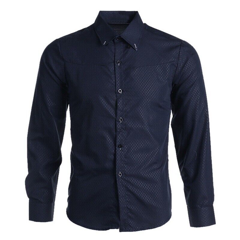 Men Dress Shirt Non Iron Long Sleeve Business Formal Regular Fit Office