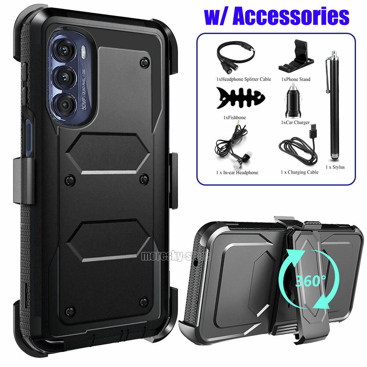 Rugged Case For Motorola Moto G Stylus 2022 w/ 360 Clip Holster Cover Accessory