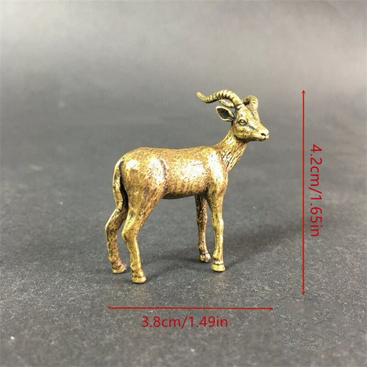 Brass Figurine Antelope Statue Antique Office Decor Gift Collectibles Home Cute;