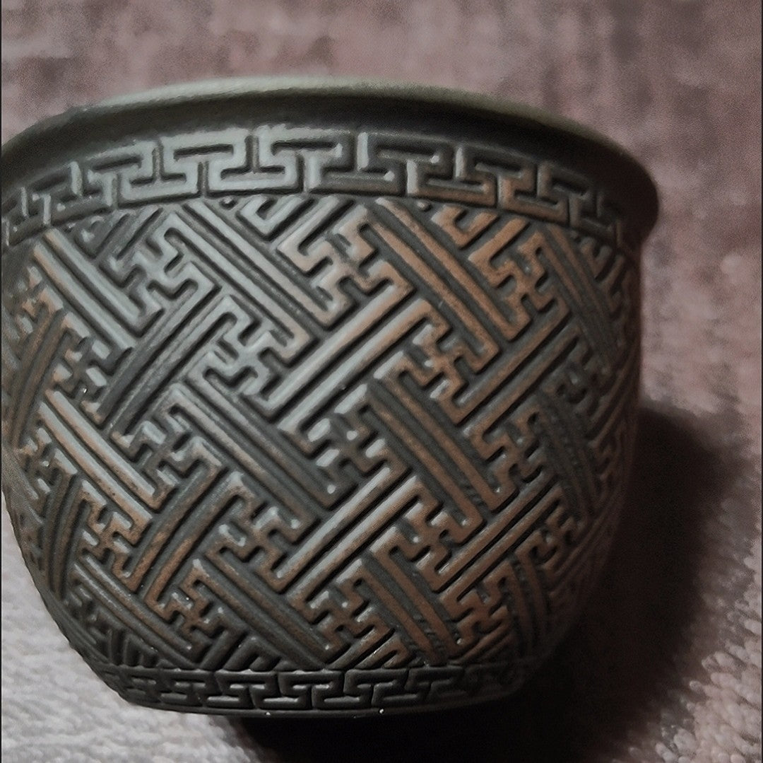 Handmade Purple Clay Relief Teacup Chinese Style Retro Master Cup 120ml