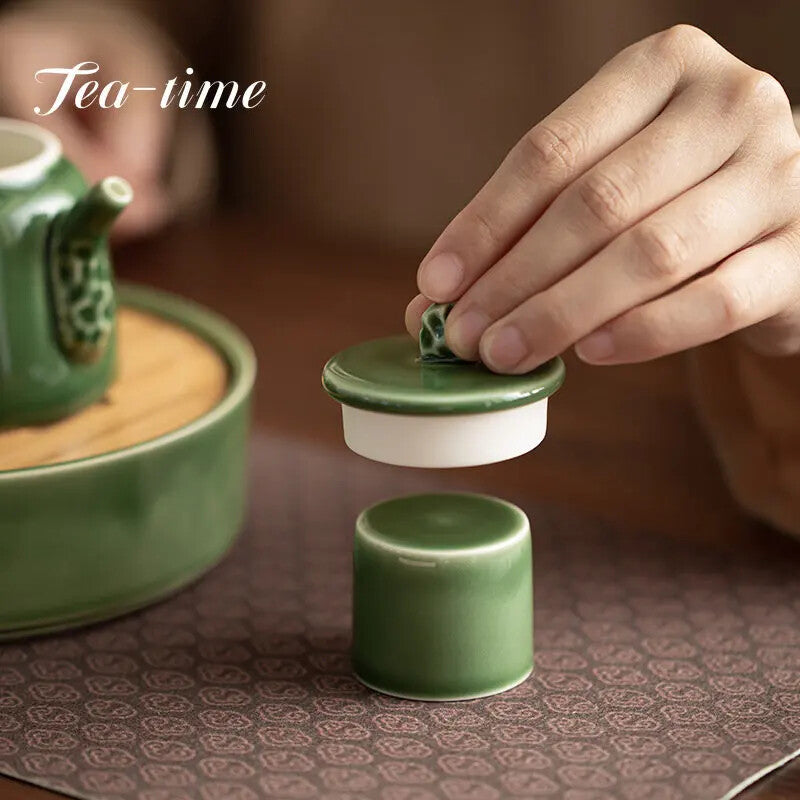 Glaze Ceramic Holder Zisha Cover Rack Cover Bowl Hat Stander Kung Fu Tea Set