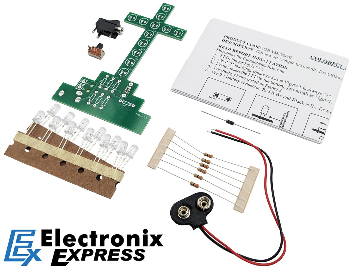 Colorful Flashing LED Cross Soldering Practice Kit (Beginner Skill Level)