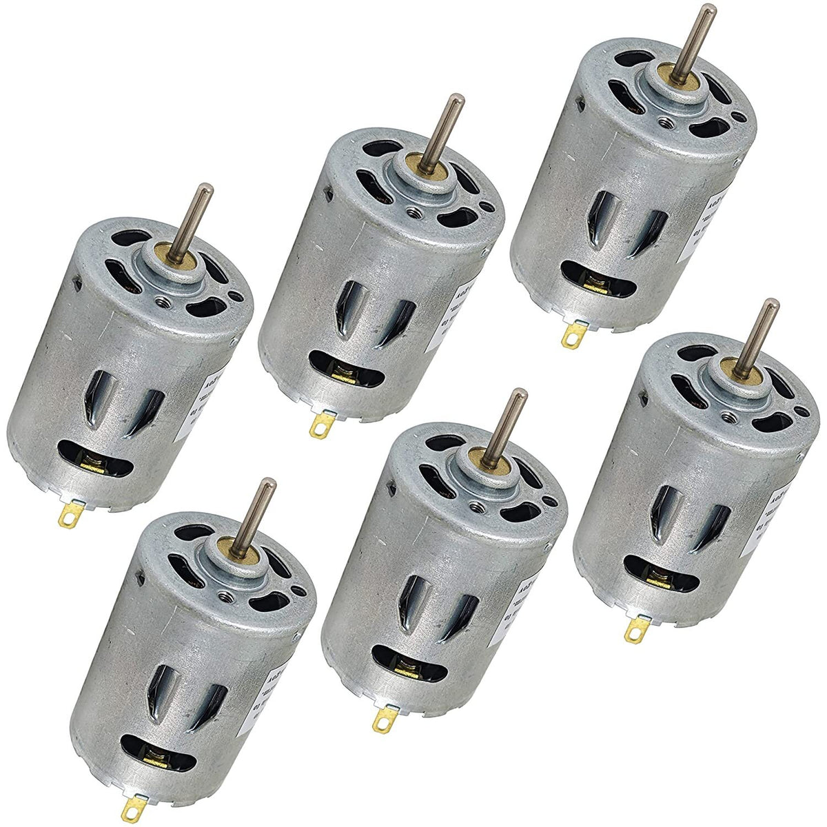 6 Pack 9V Heavy Duty DC Motor 12,500 RPM Max (1.08" Diameter x 1.48" Length)