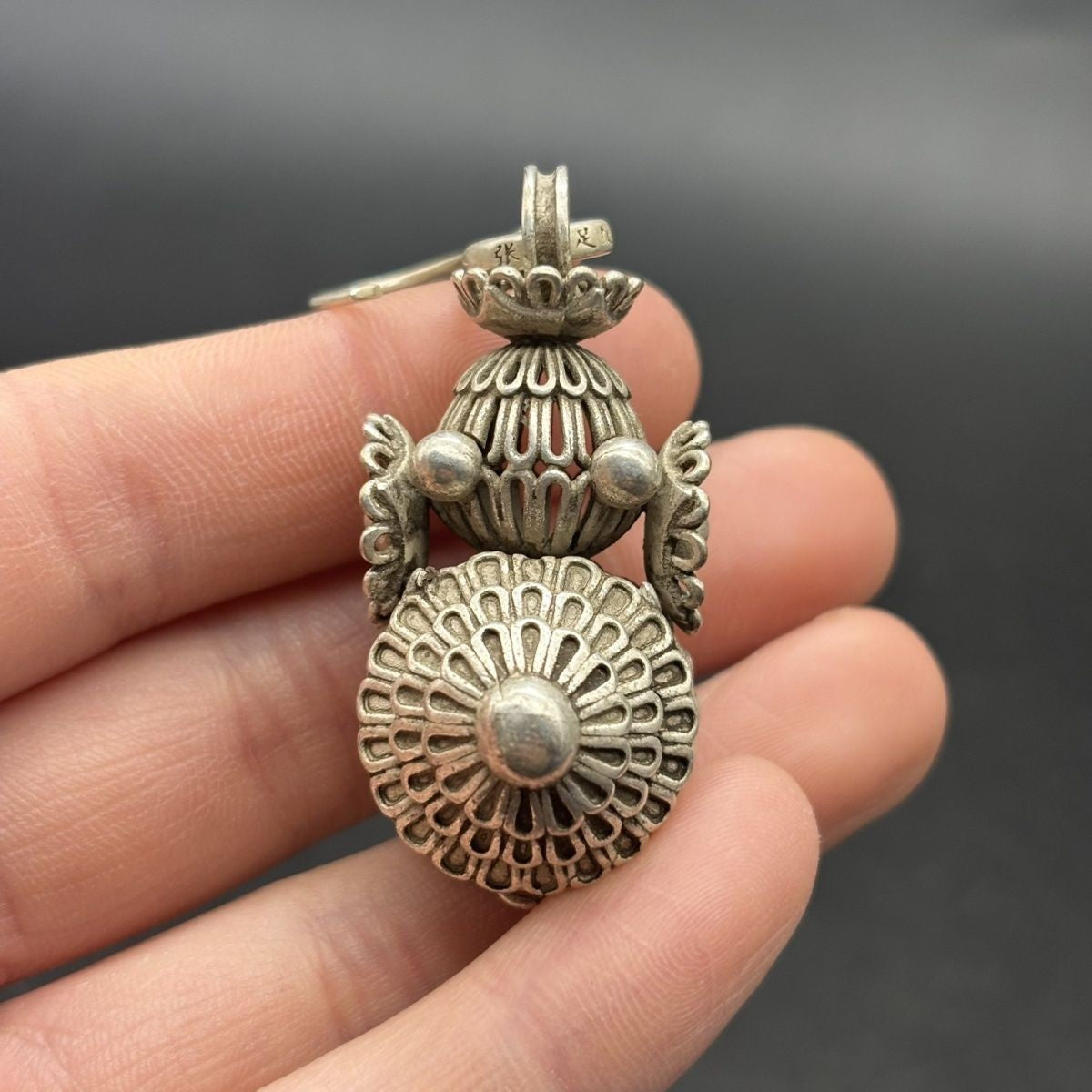 Vintage Silver-Tone Gourd Earrings Tibetan Ethnic Style Pair