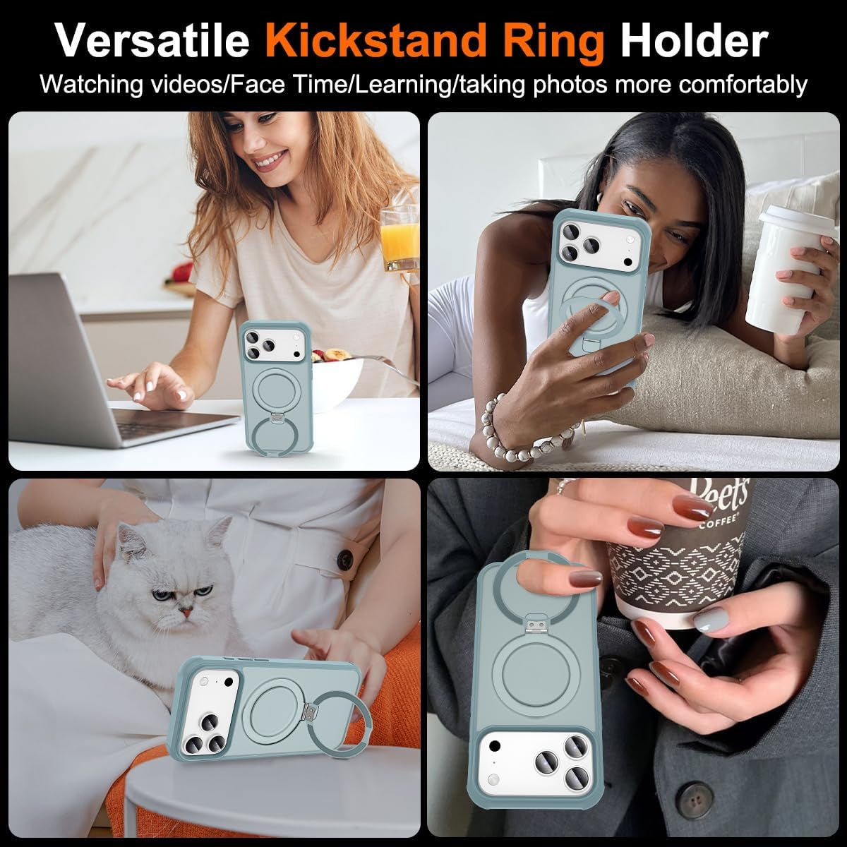 Magnetic Compatible with Iphone 17 Pro Max Case with Stand [Military Grade Drop