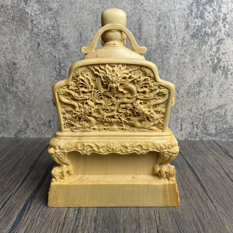 Chinese Boxwood Carved Wenchang Wang God Statue Scholar Deity Altar Figurine